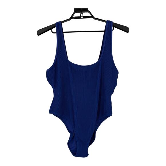 Good American bathing suit Square Neck One Piece Swimsuit blue size 4XL 5XL - Picture 1 of 5